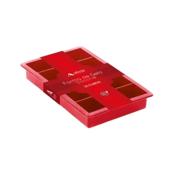 Utensílio Forma De Gelo Silicone 15 Cubos Médio Vermelho
