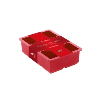 Utensílio Forma De Gelo 6 Cubos Grande Vermelho