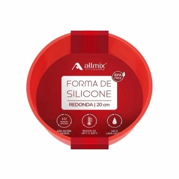 Utensílio Forma Redonda Bolo Silicone Vermelho 20 cm