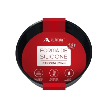Utensílio Forma Redonda Bolo Silicone Preto 20 cm