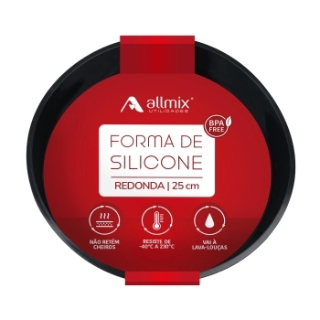 Utensílio Forma Redonda Bolo Silicone Preto 25cm