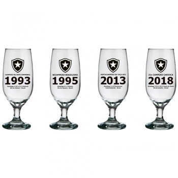 TACA CERVEJA FLORIPA 300 ML BOTAFOGO LUVA COM 4